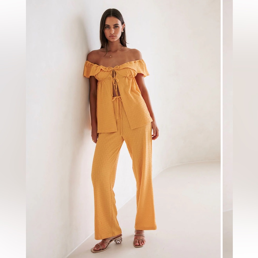 Sabo Skirt Mustard Yellow Off-Shoulder Wide Leg pants